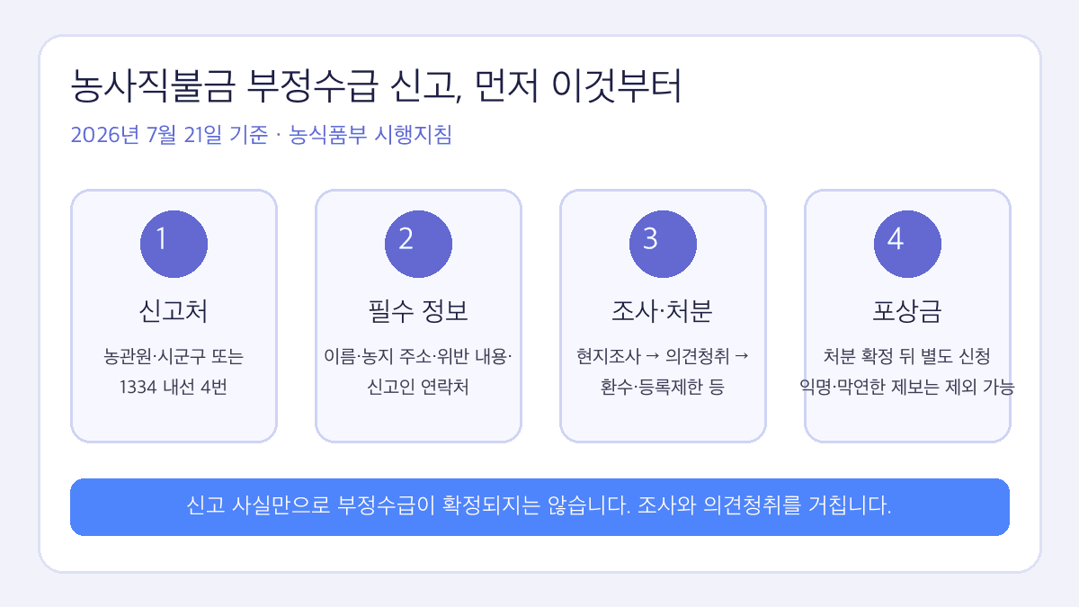 농사직불금 부정수급 신고 4단계 안내