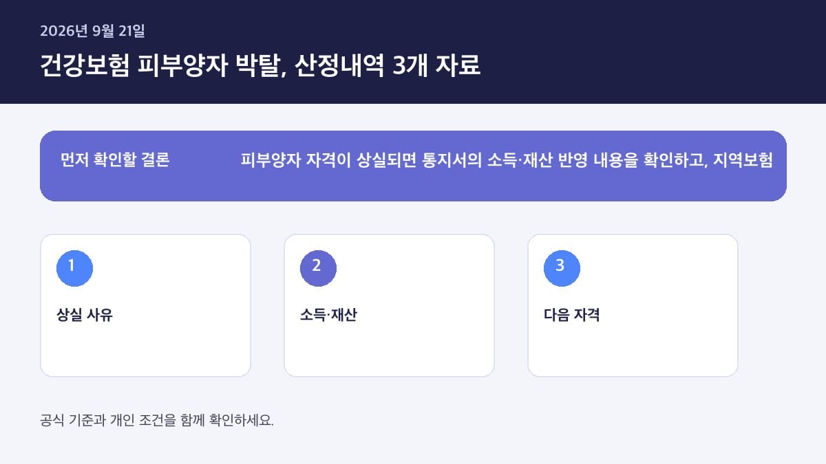 건강보험 피부양자 자격 박탈됐을 때 보험료 줄이는 방법 2026 — 핵심 판단 기준을 정리한 인포그래픽