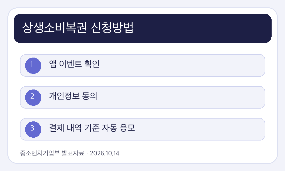 상생소비복권 신청방법 핵심 조건과 진행 흐름 인포그래픽