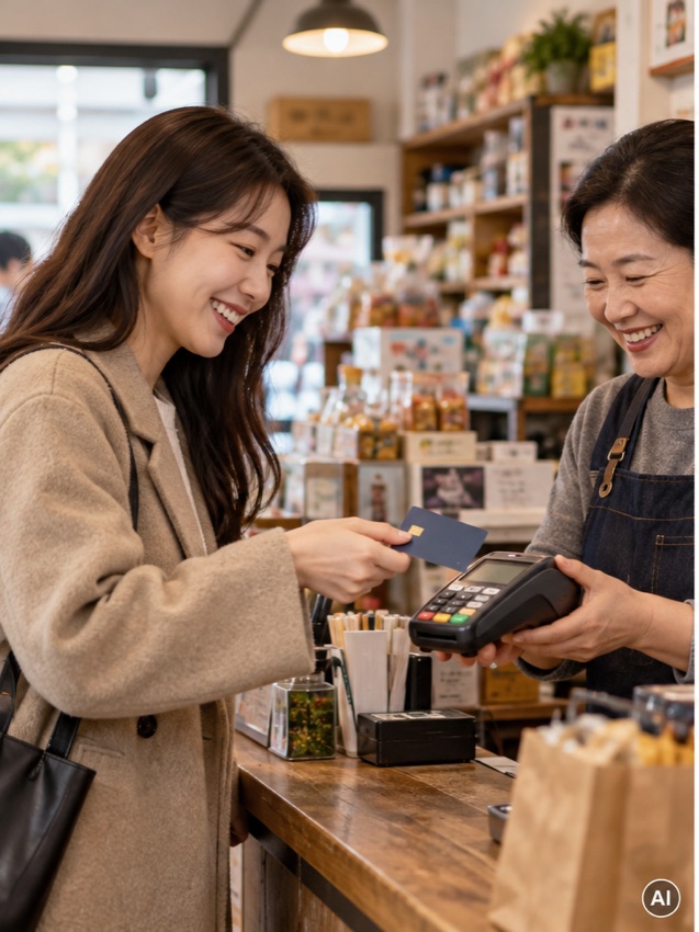 달력에서 상생소비복권 참여기간을 살피는 사진, AI 생성 장면